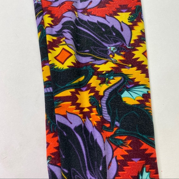LuLaRoe Leggings Disney Maleficent Dragon OS Red - Picture 8 of 14